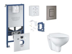 GROHE - Rapid SLX Set předstěnové instalace, klozetu, sedátka SoftClose, tlačítka Skate Cosmopolitan a sady pro vhazování tablet, kartáčovaný Hard Graphite (SANI11BB5126)