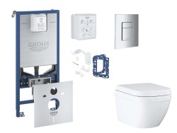 GROHE - Rapid SLX Set předstěnové instalace, klozetu, sedátka SoftClose, tlačítka Skate Cosmopolitan a sady pro vhazování tablet, Triple Vortex, chrom (SANI11BB2127)