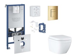 GROHE - Rapid SLX Set předstěnové instalace, klozetu, sedátka SoftClose, tlačítka Skate Cosmopolitan a sady pro vhazování tablet, Triple Vortex, Cool Sunrise (SANI11BB4145)