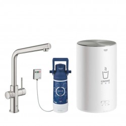 GROHE - Red Dřezová baterie Duo s ohřevem vody a filtrací, zásobník M, supersteel (30327DC1)