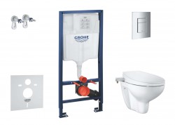 GROHE - Solido Set předstěnové instalace, klozetu a bidetového sedátka Bau Ceramic, softclose, tlačítko Even, chrom (SANI15BB1102)
