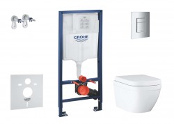 GROHE - Solido Set předstěnové instalace, klozetu a sedátka Euro Ceramic, softclose, Triple Vortex, tlačítko Even, chrom (SANI15BB1105)