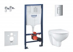 GROHE - Solido Set předstěnové instalace, klozetu a Slim sedátka Bau Ceramic, softclose, tlačítko Even, chrom (SANI15BB1101)