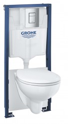 GROHE - Solido Set předstěnové instalace, klozetu Bau Ceramic a sedátka softclose, tlačítko Skate Cosmopolitan, chrom (39586000)