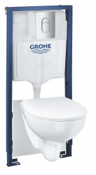 GROHE - Solido Set předstěnové instalace, klozetu Euro Ceramic a sedátka softclose, tlačítko Arena Cosmopolitan, chrom (39902000)