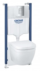 GROHE - Solido Set předstěnové instalace, klozetu Euro Ceramic a sedátka softclose, tlačítko Skate Cosmopolitan, chrom (39890000)
