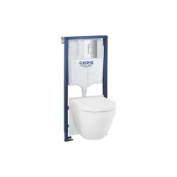 GROHE - Solido Set předstěnové instalace, klozetu Euro Ceramic, sedátka SoftClose a tlačítka Arena Cosmopolitan, Triple Vortex, chrom (102514SH00)