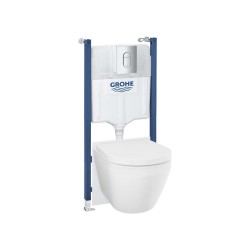 GROHE - Solido Set předstěnové instalace, klozetu Euro Ceramic, sedátka SoftClose a tlačítka Arena Cosmopolitan, Triple Vortex, chrom (102517SH00)