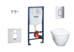 GROHE - Solido Set předstěnové instalace, klozetu Serel a sedátka softclose, tlačítko Skate Cosmopolitan, chrom (38528SET-KH)