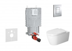 GROHE - Uniset Set předstěnové instalace, klozetu a sedátka ME by Starck, Rimless, SoftClose, tlačítka Skate Cosmo, chrom (38643SET-KM)