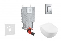 GROHE - Uniset Set předstěnové instalace, klozetu a sedátka Subway 2.0, DirectFlush, SoftClose, CeramicPlus a tlačítka Skate Cosmo, chrom (38643SET-KI)