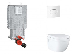 GROHE - Uniset Set předstěnové instalace, klozetu, sedátka SoftClose a tlačítka Arena Cosmopolitan, alpská bílá (SANI15BB3112)