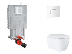 GROHE - Uniset Set předstěnové instalace, klozetu, sedátka SoftClose a tlačítka Arena Cosmopolitan, alpská bílá (SANI15BB3116)