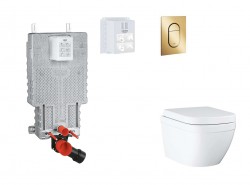 GROHE - Uniset Set předstěnové instalace, klozetu, sedátka SoftClose a tlačítka Arena Cosmopolitan S, Triple Vortex, Cool Sunrise (SANI15BB4110)