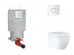 GROHE - Uniset Set předstěnové instalace, klozetu, sedátka SoftClose a tlačítka Arena Cosmopolitan, Triple Vortex, alpská bílá (SANI15BB3108)
