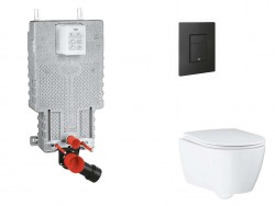 GROHE - Uniset Set předstěnové instalace, klozetu, sedátka SoftClose a tlačítka Even, phantom black (SANI15BB5110)