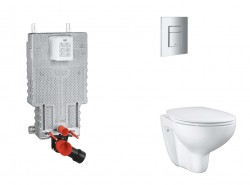 GROHE - Uniset Set předstěnové instalace, klozetu, sedátka SoftClose a tlačítka Skate Cosmopolitan, chrom (SANI15BB2101)