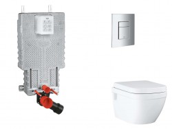 GROHE - Uniset Set předstěnové instalace, klozetu, sedátka SoftClose a tlačítka Skate Cosmopolitan, chrom (SANI15BB2107)
