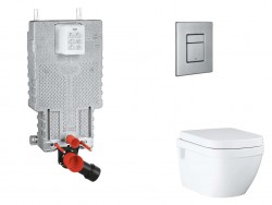 GROHE - Uniset Set předstěnové instalace, klozetu, sedátka SoftClose a tlačítka Skate Cosmopolitan, kartáčovaná nerezová ocel (SANI15BB2109)