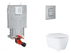 GROHE - Uniset Set předstěnové instalace, klozetu, sedátka SoftClose a tlačítka Skate Cosmopolitan, kartáčovaná nerezová ocel (SANI15BB2112)