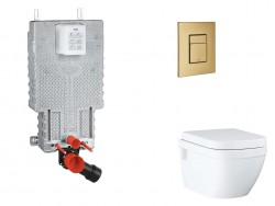 GROHE - Uniset Set předstěnové instalace, klozetu, sedátka SoftClose a tlačítka Skate Cosmopolitan, kartáčovaný Cool Sunrise (SANI15BB4111)