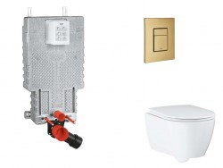GROHE - Uniset Set předstěnové instalace, klozetu, sedátka SoftClose a tlačítka Skate Cosmopolitan, kartáčovaný Cool Sunrise (SANI15BB4116)
