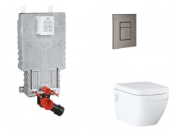 GROHE - Uniset Set předstěnové instalace, klozetu, sedátka SoftClose a tlačítka Skate Cosmopolitan, kartáčovaný Hard Graphite (SANI15BB5108)