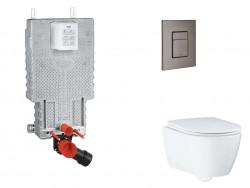 GROHE - Uniset Set předstěnové instalace, klozetu, sedátka SoftClose a tlačítka Skate Cosmopolitan, kartáčovaný Hard Graphite (SANI15BB5111)