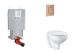 GROHE - Uniset Set předstěnové instalace, klozetu, sedátka SoftClose a tlačítka Skate Cosmopolitan, kartáčovaný Warm Sunset (SANI15BB4103)