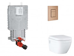 GROHE - Uniset Set předstěnové instalace, klozetu, sedátka SoftClose a tlačítka Skate Cosmopolitan, kartáčovaný Warm Sunset (SANI15BB4113)