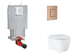 GROHE - Uniset Set předstěnové instalace, klozetu, sedátka SoftClose a tlačítka Skate Cosmopolitan, kartáčovaný Warm Sunset (SANI15BB4118)