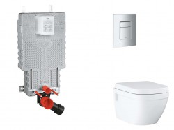 GROHE - Uniset Set předstěnové instalace, klozetu, sedátka SoftClose a tlačítka Skate Cosmopolitan, matný chrom (SANI15BB2108)