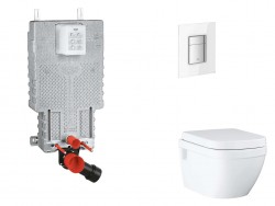 GROHE - Uniset Set předstěnové instalace, klozetu, sedátka SoftClose a tlačítka Skate Cosmopolitan, Moon White (SANI15BB3111)
