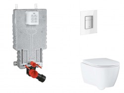 GROHE - Uniset Set předstěnové instalace, klozetu, sedátka SoftClose a tlačítka Skate Cosmopolitan, Moon White (SANI15BB3115)