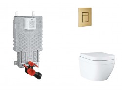 GROHE - Uniset Set předstěnové instalace, klozetu, sedátka SoftClose a tlačítka Skate Cosmopolitan, Triple Vortex, kartáčovaný Cool Sunrise (SANI15BB4106)