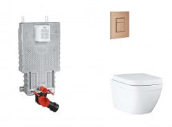 GROHE - Uniset Set předstěnové instalace, klozetu, sedátka SoftClose a tlačítka Skate Cosmopolitan, Triple Vortex, kartáčovaný Warm Sunset (SANI15BB4108)