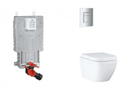 GROHE - Uniset Set předstěnové instalace, klozetu, sedátka SoftClose a tlačítka Skate Cosmopolitan, Triple Vortex, matný chrom (SANI15BB2105)