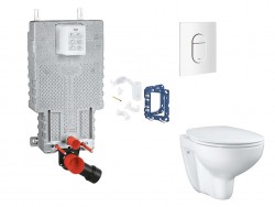GROHE - Uniset Set předstěnové instalace, klozetu, sedátka SoftClose, tlačítka Arena Cosmopolitan a sady pro vhazování tablet, alpská bílá (SANI15BB3118)