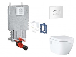 GROHE - Uniset Set předstěnové instalace, klozetu, sedátka SoftClose, tlačítka Arena Cosmopolitan a sady pro vhazování tablet, alpská bílá (SANI15BB3125)