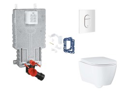 GROHE - Uniset Set předstěnové instalace, klozetu, sedátka SoftClose, tlačítka Arena Cosmopolitan a sady pro vhazování tablet, alpská bílá (SANI15BB3127)