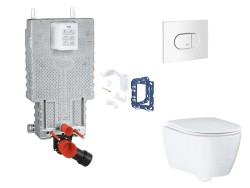 GROHE - Uniset Set předstěnové instalace, klozetu, sedátka SoftClose, tlačítka Arena Cosmopolitan a sady pro vhazování tablet, alpská bílá (SANI15BB3128)