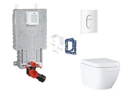 GROHE - Uniset Set předstěnové instalace, klozetu, sedátka SoftClose, tlačítka Arena Cosmopolitan a sady pro vhazování tablet, Triple Vortex, alpská bílá (SANI15BB3121)