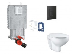 GROHE - Uniset Set předstěnové instalace, klozetu, sedátka SoftClose, tlačítka Even a sady pro vhazování tablet, phantom black (SANI15BB5113)