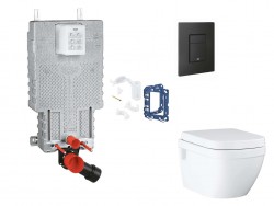 GROHE - Uniset Set předstěnové instalace, klozetu, sedátka SoftClose, tlačítka Even a sady pro vhazování tablet, phantom black (SANI15BB5117)