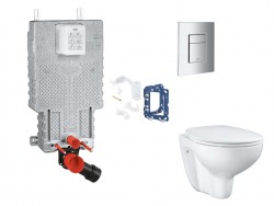 GROHE - Uniset Set předstěnové instalace, klozetu, sedátka SoftClose, tlačítka Skate Cosmopolitan a sady pro vhazování tablet, chrom (SANI15BB2113)