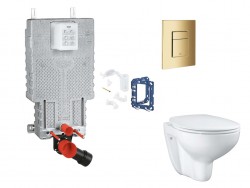 GROHE - Uniset Set předstěnové instalace, klozetu, sedátka SoftClose, tlačítka Skate Cosmopolitan a sady pro vhazování tablet, Cool Sunrise (SANI15BB4122)