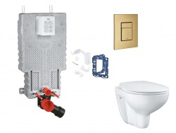 GROHE - Uniset Set předstěnové instalace, klozetu, sedátka SoftClose, tlačítka Skate Cosmopolitan a sady pro vhazování tablet, kartáčovaný Cool Sunrise (SANI15BB4121)