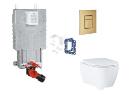 GROHE - Uniset Set předstěnové instalace, klozetu, sedátka SoftClose, tlačítka Skate Cosmopolitan a sady pro vhazování tablet, kartáčovaný Cool Sunrise (SANI15BB4130)