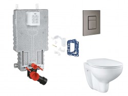 GROHE - Uniset Set předstěnové instalace, klozetu, sedátka SoftClose, tlačítka Skate Cosmopolitan a sady pro vhazování tablet, kartáčovaný Hard Graphite (SANI15BB5114)