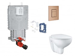 GROHE - Uniset Set předstěnové instalace, klozetu, sedátka SoftClose, tlačítka Skate Cosmopolitan a sady pro vhazování tablet, kartáčovaný Warm Sunset (SANI15BB4123)